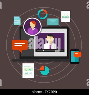 Webinar di formazione online il concetto di istruzione apprendimento a distanza e-learning Illustrazione Vettoriale