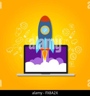 Rocket start up avvio della tecnologia Illustrazione Vettoriale