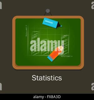 Statistiche oggetto grafico chalk a bordo di classe a matita istruzione Illustrazione Vettoriale