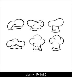 Lo chef hat schizzo di disegno vettoriale bianca cappello Illustrazione Vettoriale