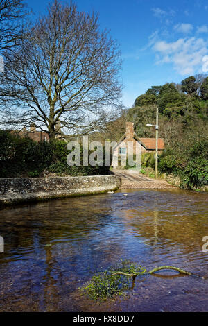 UK,Somerset,Dunster,Fiume Avill Ford vicino Ponte Gallox Foto Stock