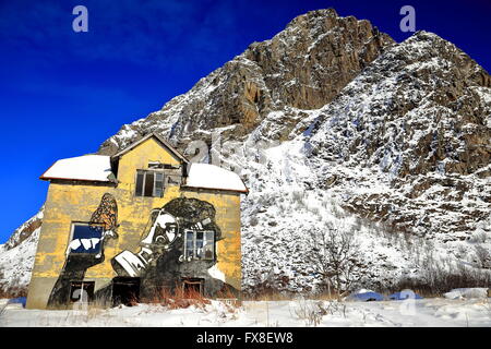 Casa gialla-NORVEGIA Foto Stock