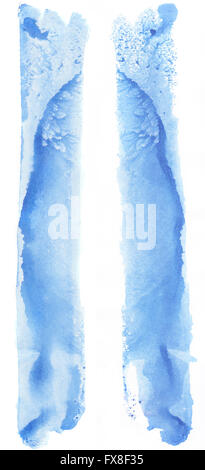 Blu Vernice ad acquerello pennellate isolati su sfondo bianco Foto Stock