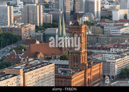 Red City Hall, Rotes Rathaus, Nicolai chiesa, vista dal bar Panorama, Berlino, Alexander Sqaure,