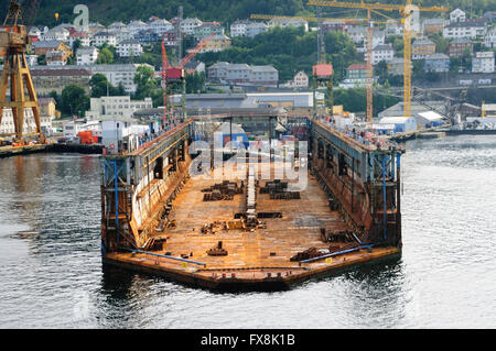 Floating dock a secco a Bergen. Foto Stock