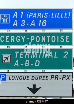 Francia, direzione traffico segno, autostrada A1, Autostrada Foto Stock