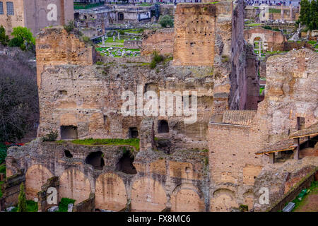 Le antiche rovine romane, il Colle Palatino, Roma Foto Stock