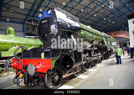 Il Flying Scotsman presso il Museo nazionale delle ferrovie, York, ennesima Yorkshire Foto Stock