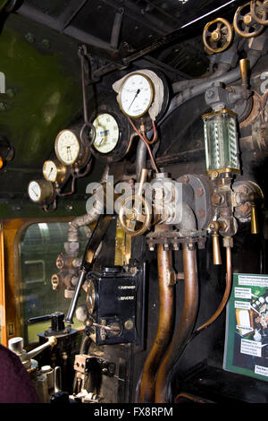 All'interno della cabina del Flying Scotsman presso il Museo nazionale delle ferrovie, York, ennesima Yorkshire Foto Stock