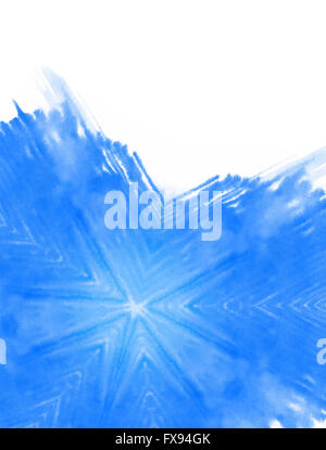 Acquerello blu texture di vernice isolati su sfondo bianco Foto Stock