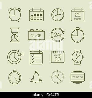 Semplice tempo e le icone del calendario Illustrazione Vettoriale