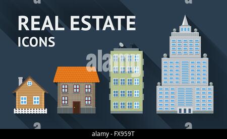 Immobiliare di set di icone Illustrazione Vettoriale