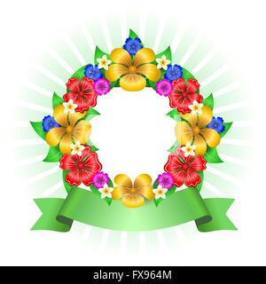 Fiori tropicali corona telaio Illustrazione Vettoriale