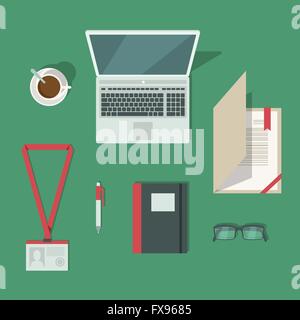 Classic office desk sul posto di lavoro Illustrazione Vettoriale