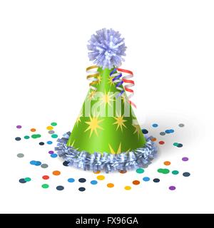 Green clown hat con stelle gialle Illustrazione Vettoriale