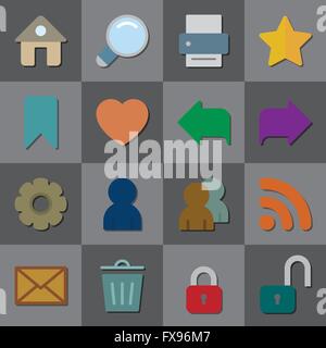 Raccolta di icone internet, colore design piatto Illustrazione Vettoriale