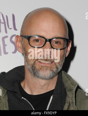 Hollywood, CA, Stati Uniti d'America. Xii Apr, 2016. Moby. Gli arrivi per la speciale proiezione per ''Adderall Diaries" tenutosi a ArcLight Hollywood. Photo credit: Birdie Thompson/AdMedia Credito: Birdie Thompson/AdMedia/ZUMA filo/Alamy Live News Foto Stock