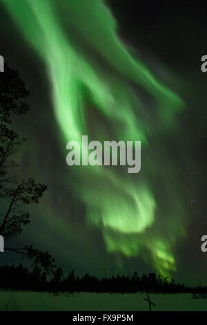 Aurora Boreale a Nellim in Finlandia Foto Stock