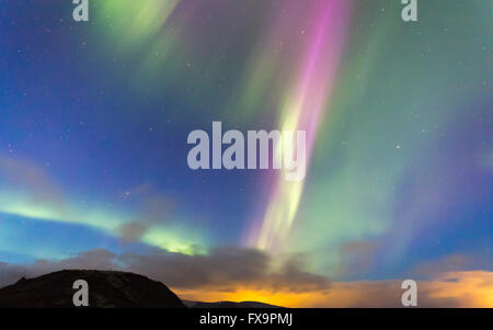 Aurora boreale, luci del nord. Isole di Faroe Foto Stock