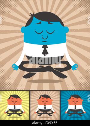 Meditando imprenditore. L'illustrazione è in 4 versioni di colore. Illustrazione Vettoriale