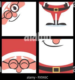 Set di 4 cartoon banner di Natale con Babbo Natale e copiare lo spazio per il tuo testo. Illustrazione Vettoriale