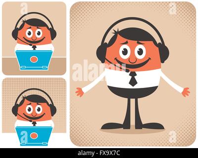 Supporto tecnico guy in 3 diverse versioni. Illustrazione Vettoriale