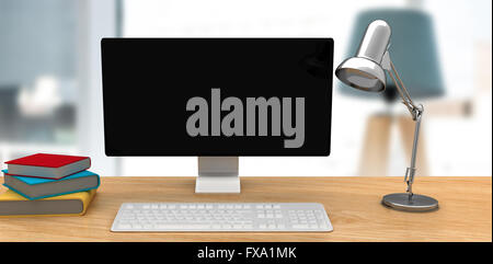 Immagine composita di un computer su una scrivania Foto Stock