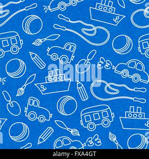 Seamless doodle giocattoli per i bambini pattern Illustrazione Vettoriale