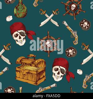 Pirati pattern senza giunture Illustrazione Vettoriale