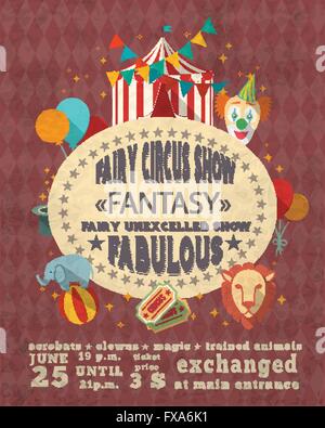 Circus vintage poster pubblicitario Illustrazione Vettoriale