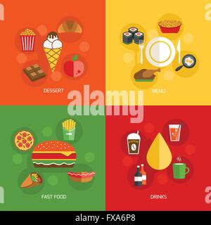 Composizione alimentare flat Illustrazione Vettoriale