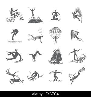 Sport estremi schizzo icone Illustrazione Vettoriale