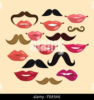 Le labbra e Mustaches Illustrazione Vettoriale