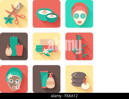 Set di icone di Spa Illustrazione Vettoriale