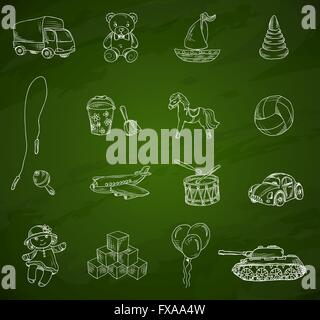 Giocattoli chalkboard schizzo impostato Illustrazione Vettoriale