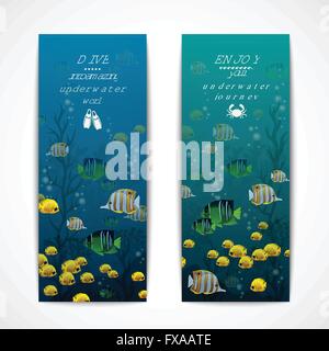 Diving banner verticale Illustrazione Vettoriale