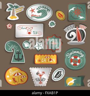 Viaggio set di adesivi Illustrazione Vettoriale