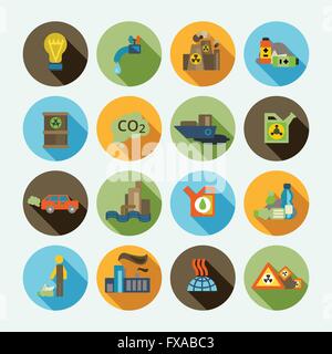 Inquinamento set di icone Illustrazione Vettoriale