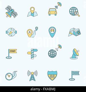 Mobile le icone di navigazione di linea piatta Illustrazione Vettoriale