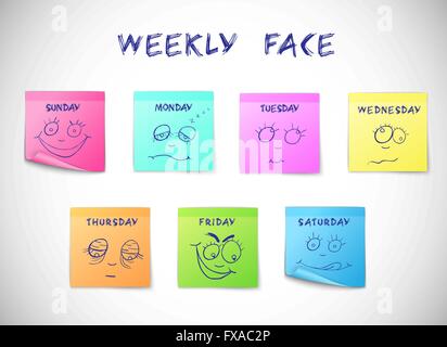 Calendario settimanale adesivi Illustrazione Vettoriale