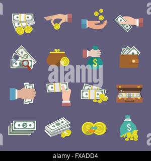 Icona denaro piatto Illustrazione Vettoriale