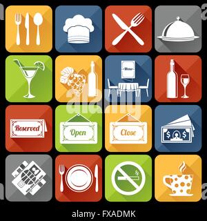 Ristorante set di icone Illustrazione Vettoriale