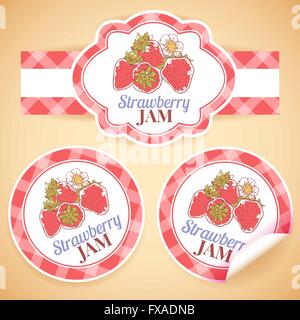 Confettura di fragole di etichette Illustrazione Vettoriale