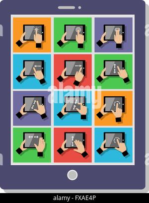 Tablet i gesti touch Illustrazione Vettoriale