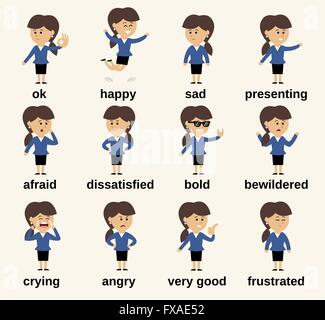 Business donna emozioni di carattere Illustrazione Vettoriale