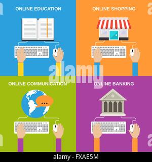 Online i concetti di servizio Illustrazione Vettoriale