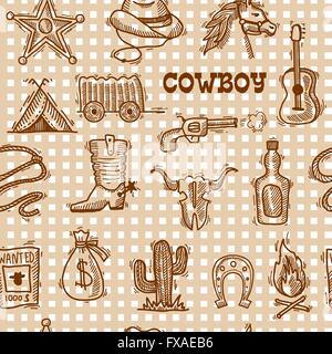 Cowboy pattern senza giunture Illustrazione Vettoriale