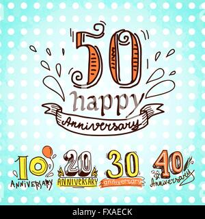 Anniversario set di segni Illustrazione Vettoriale
