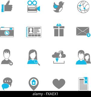 Icone sociale set piatto Illustrazione Vettoriale