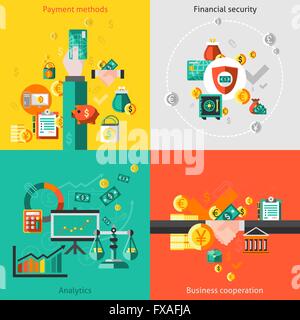 Finanza set piatto Illustrazione Vettoriale